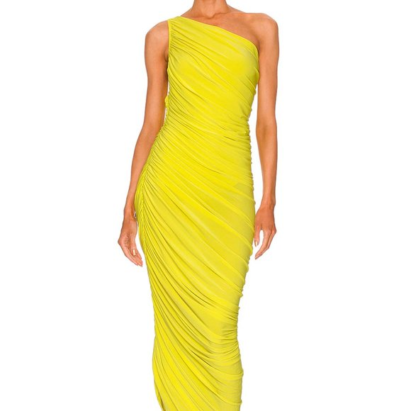 NORMA KAMALI Diana Gown One-Shoulder Dress In Starfruit - Picture 1 of 7